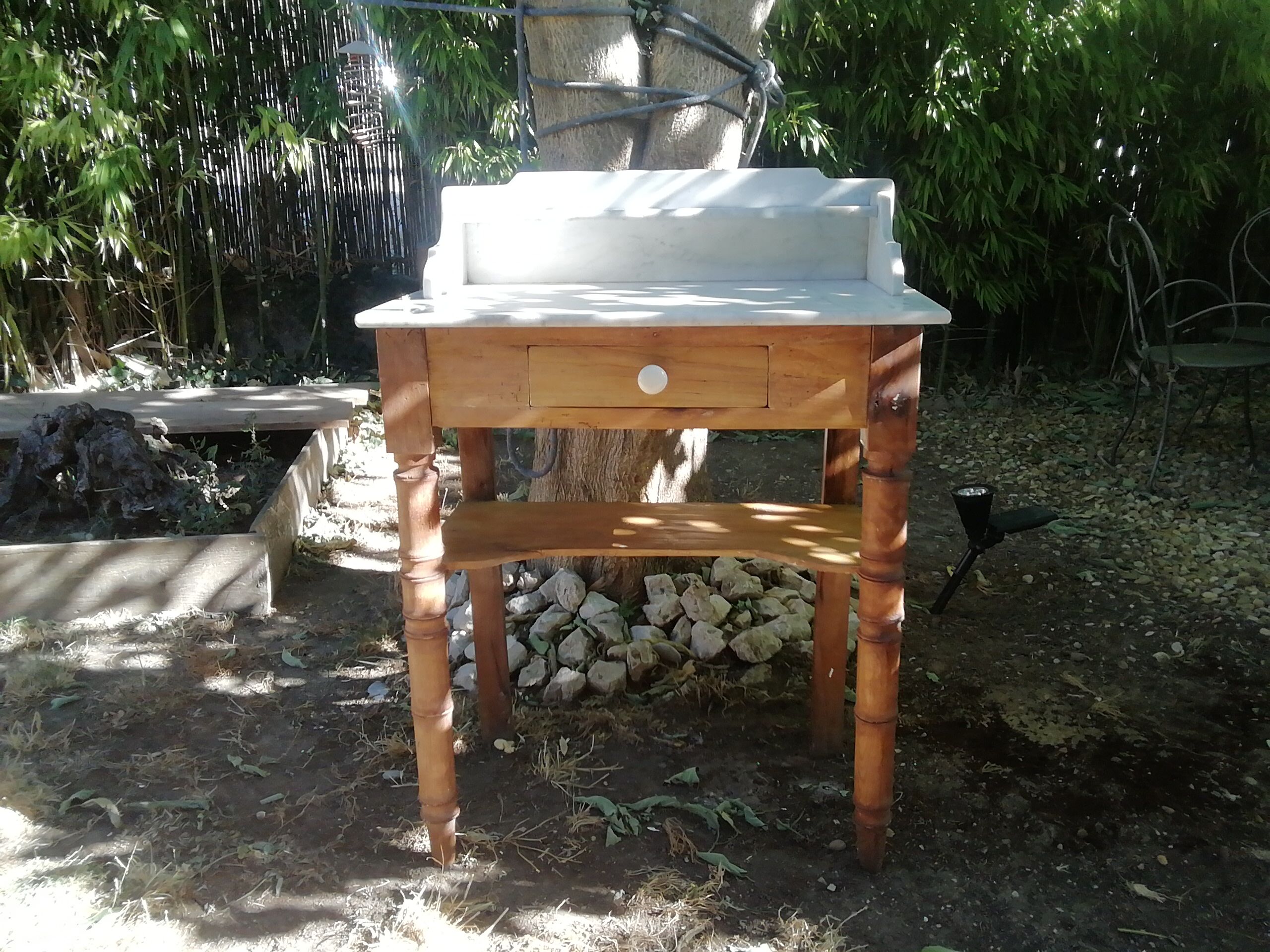 Marble and pine dressing table
