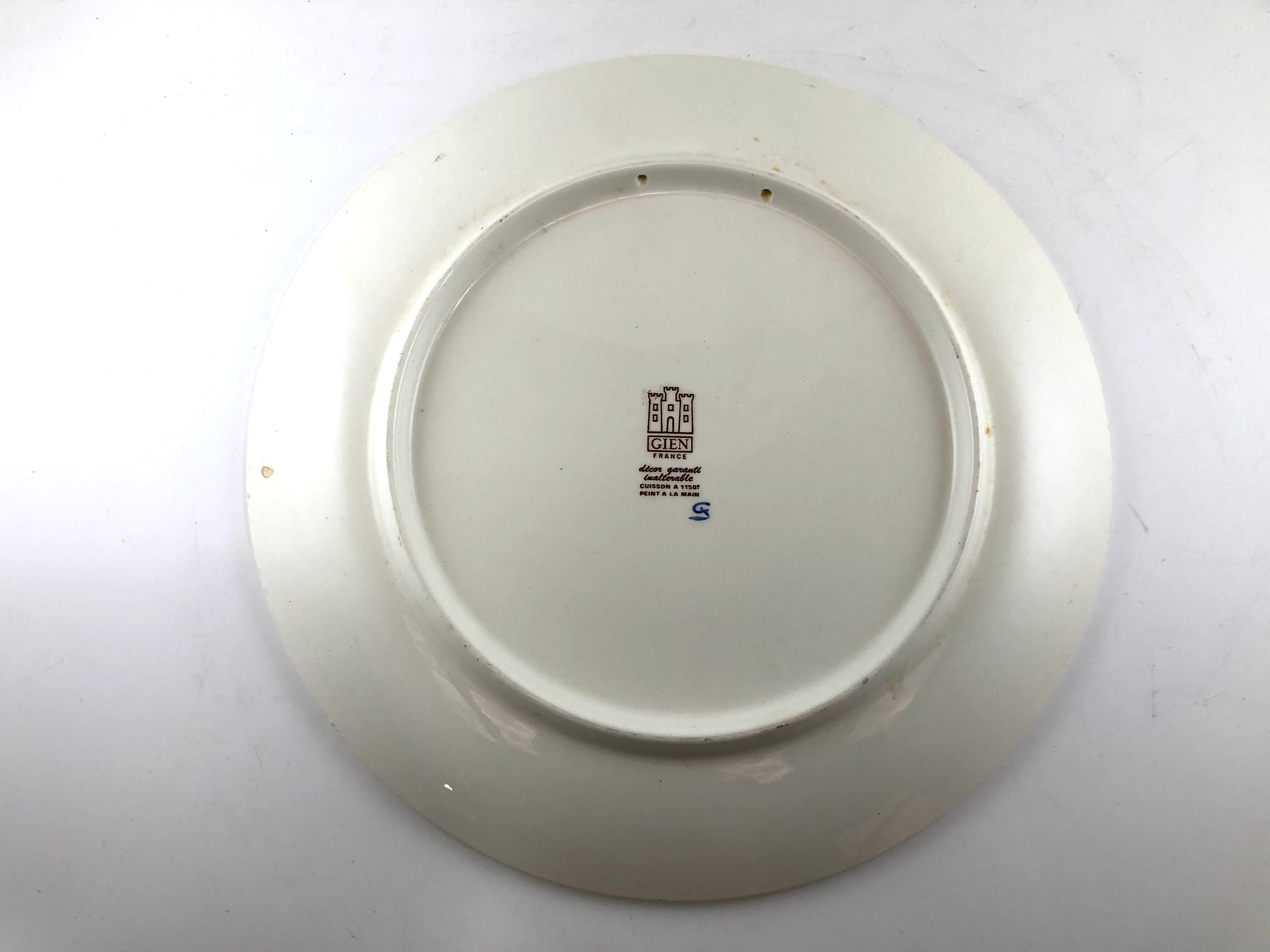 Round dish Gien peony decoration 30cm