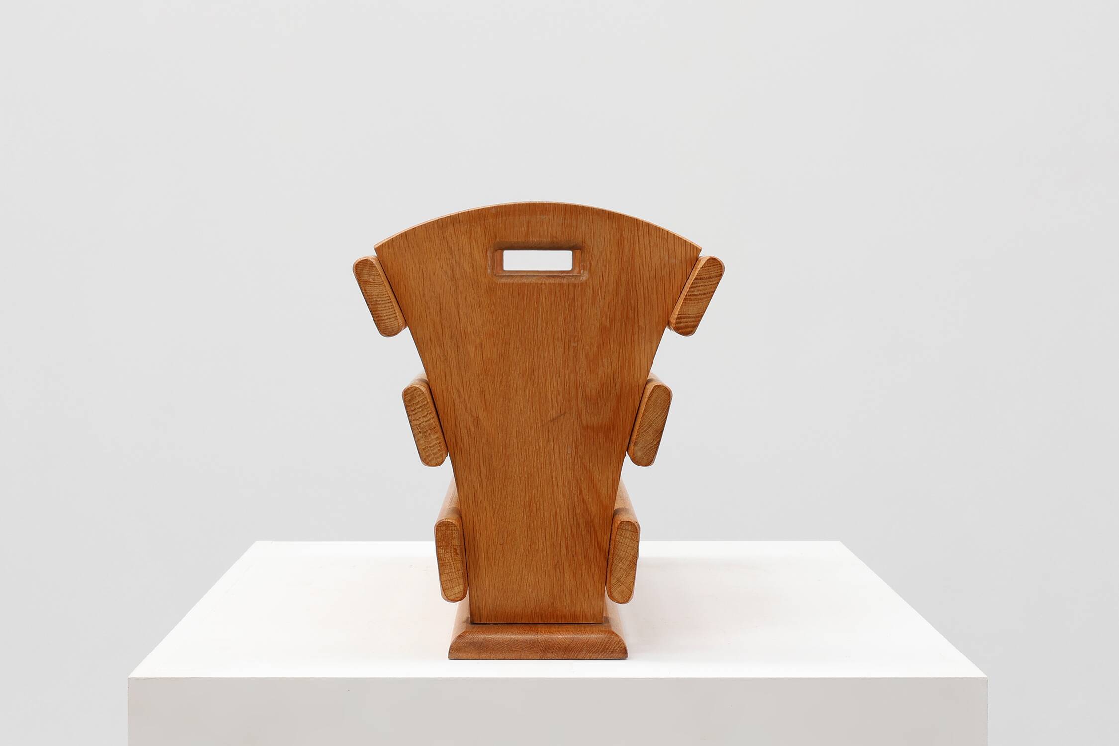 Mid-century Magazine Rack in full oak, France 1960s