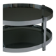 Round chrome-plated metal coffee table and smoked glass tops, France 1970s