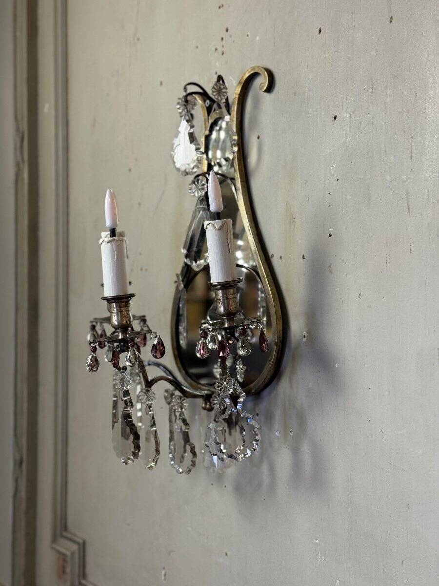 Pair of Lyre Shaped Wall Lights