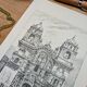 Imprimée en 1894, la cathédrale de Cuzco, Pérou.