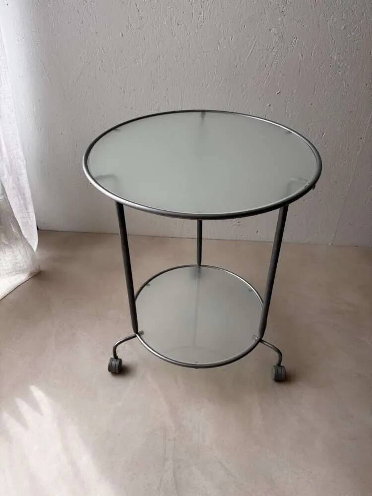 Ikea two-tiered serving trolley with glass.