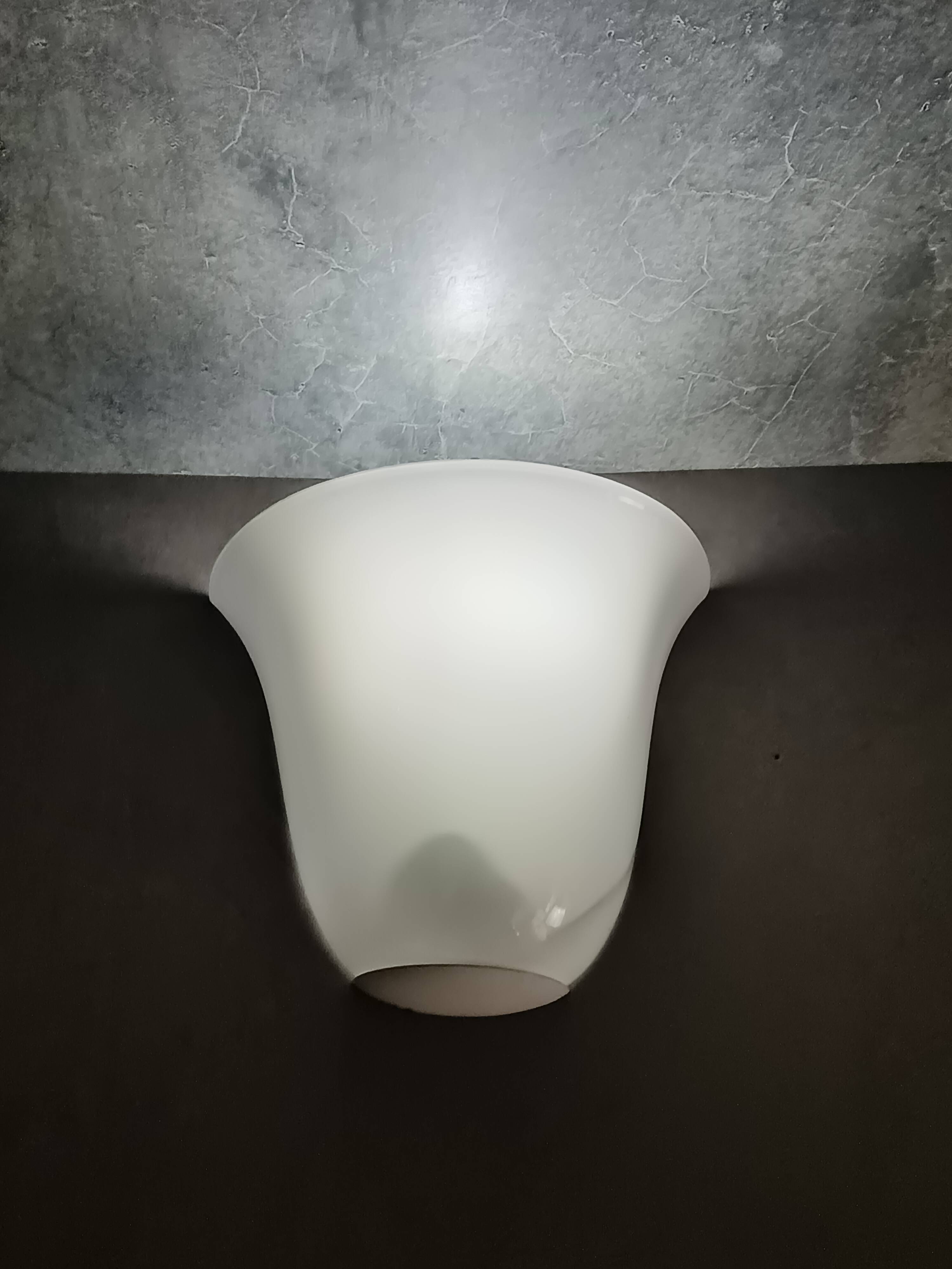 Appliques demi cloche en verre opalin, 1970