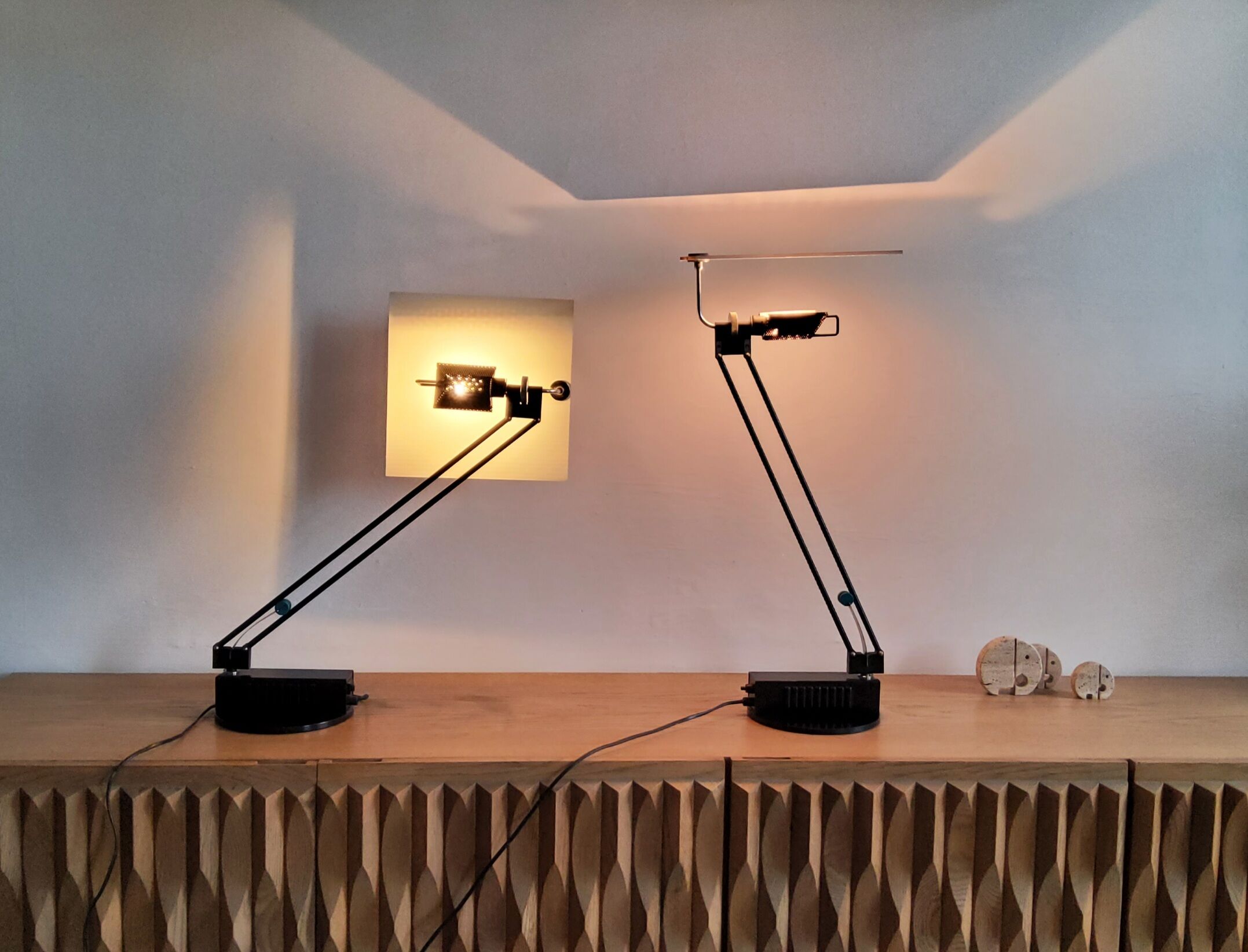 Pair of vintage w&o model lamps by Ketoff for aluminor, 1980s