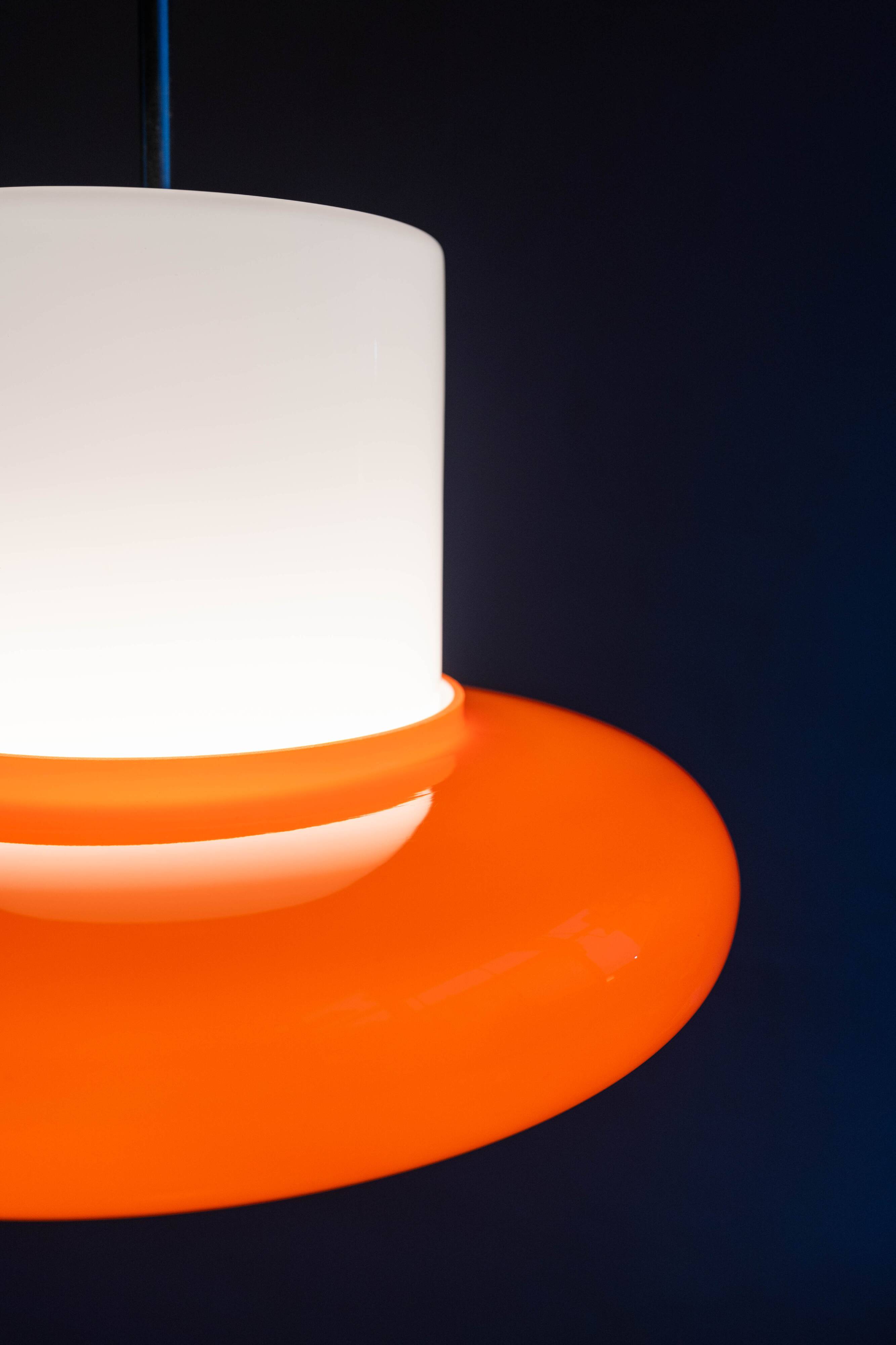 Vintage Czechoslovak Hanging Glass Lamp By Osvětlovací Sklo, 1970s