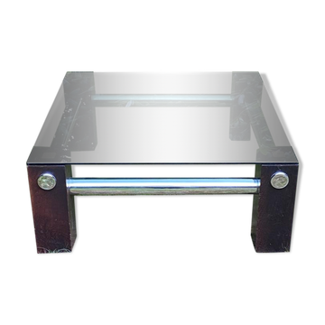 Wengé and Smoked Glass Coffee Table By Martin Visser For Spectrum Ca. 1970s