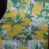 Nappe festonnée en coton vintage 6 serviettes Citrons Fleurs de citronnier