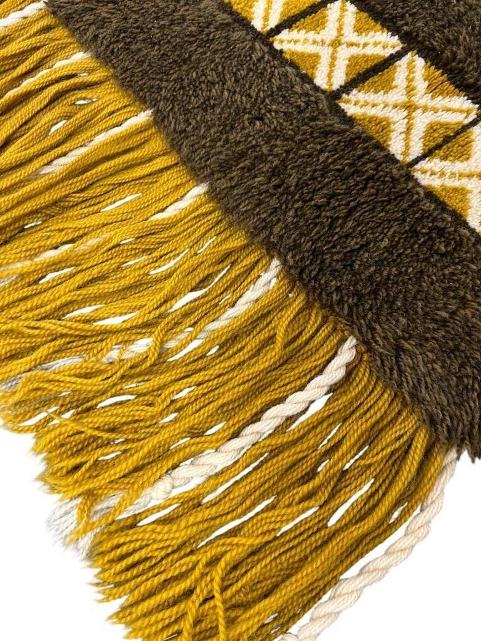 Vintage rug ochre yellow - brown / floor rug / wall tapestry