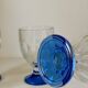 Ancient Italian faceted glassware - blue coloured feet
