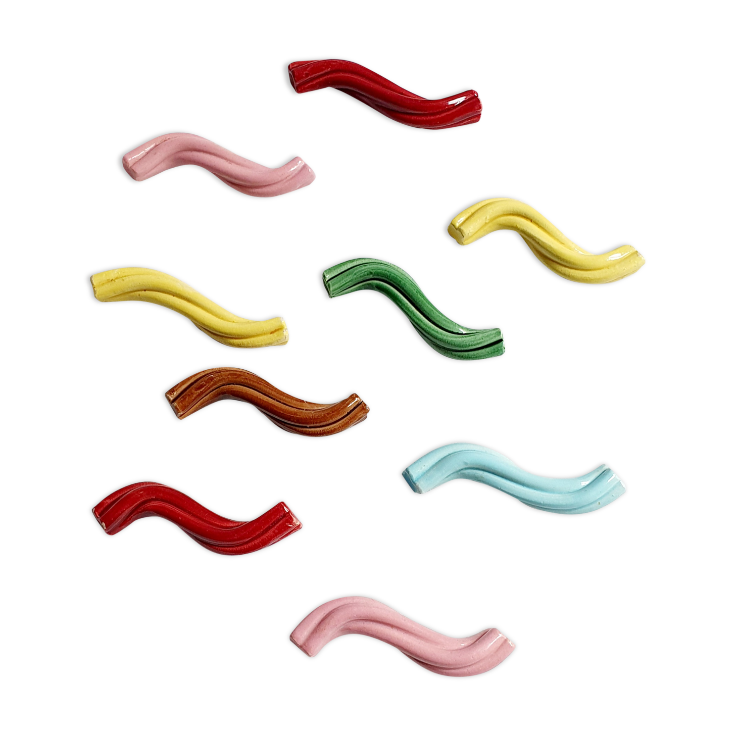 Set of 9 enamelled ceramic knife holders