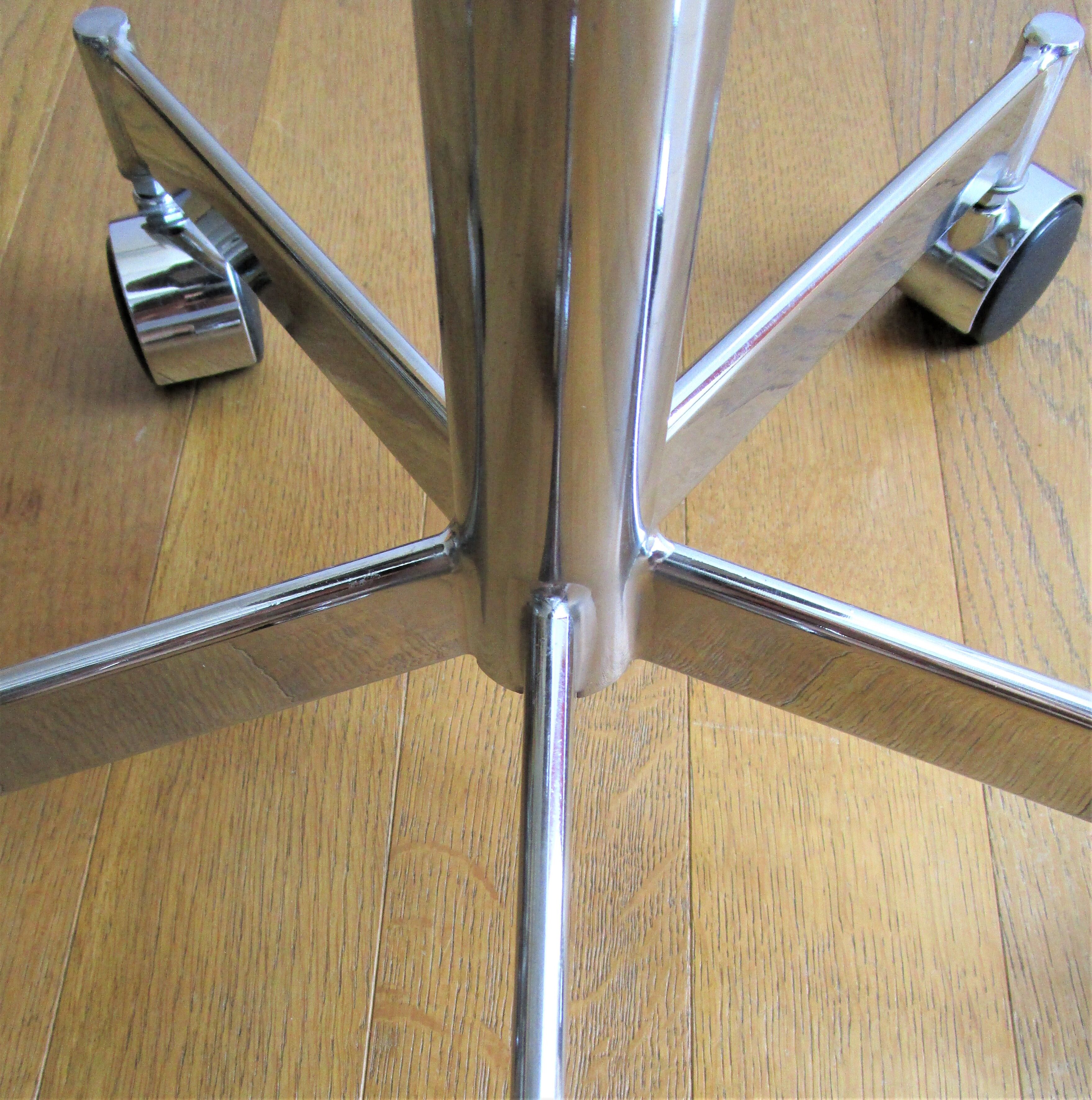 Adjustable office stool foot chrome wheels sitting vintage fabric
