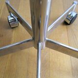 Adjustable office stool foot chrome wheels sitting vintage fabric