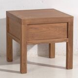 Table de chevet carrée en bois d’orme ancien