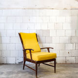 Recliner wooden armchair, Italy 50s