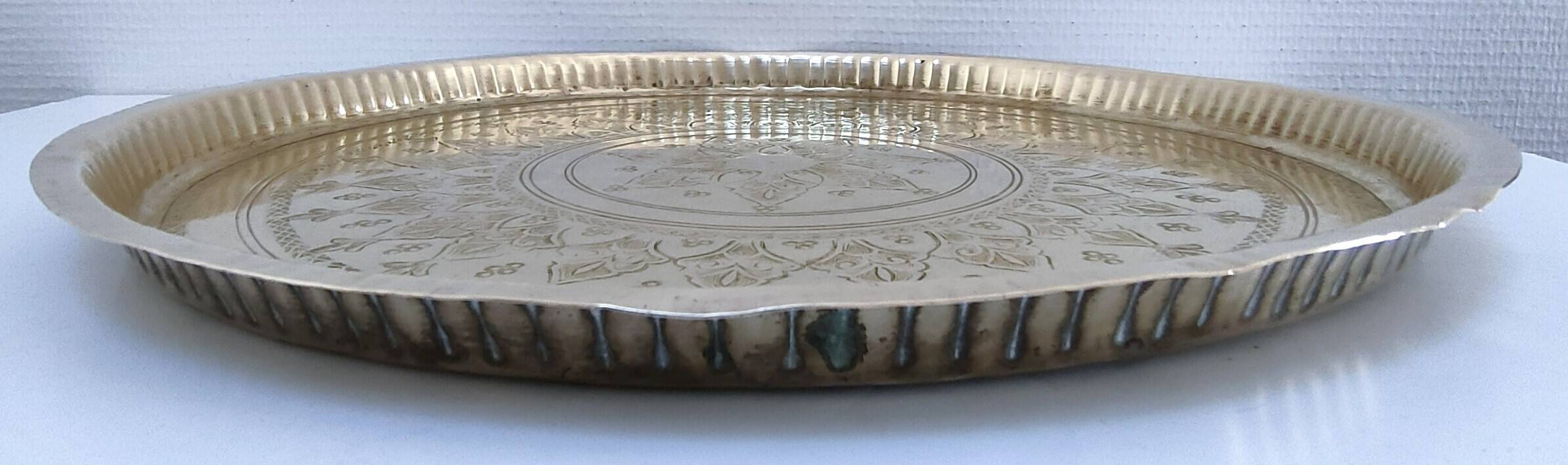Moroccan brass tray from the 40s, diameter 41 cm