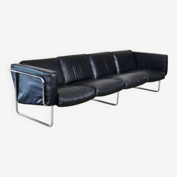 Rare Four Seater Leather Sofa By Hans Eichenberger For Strässle, Switzerland