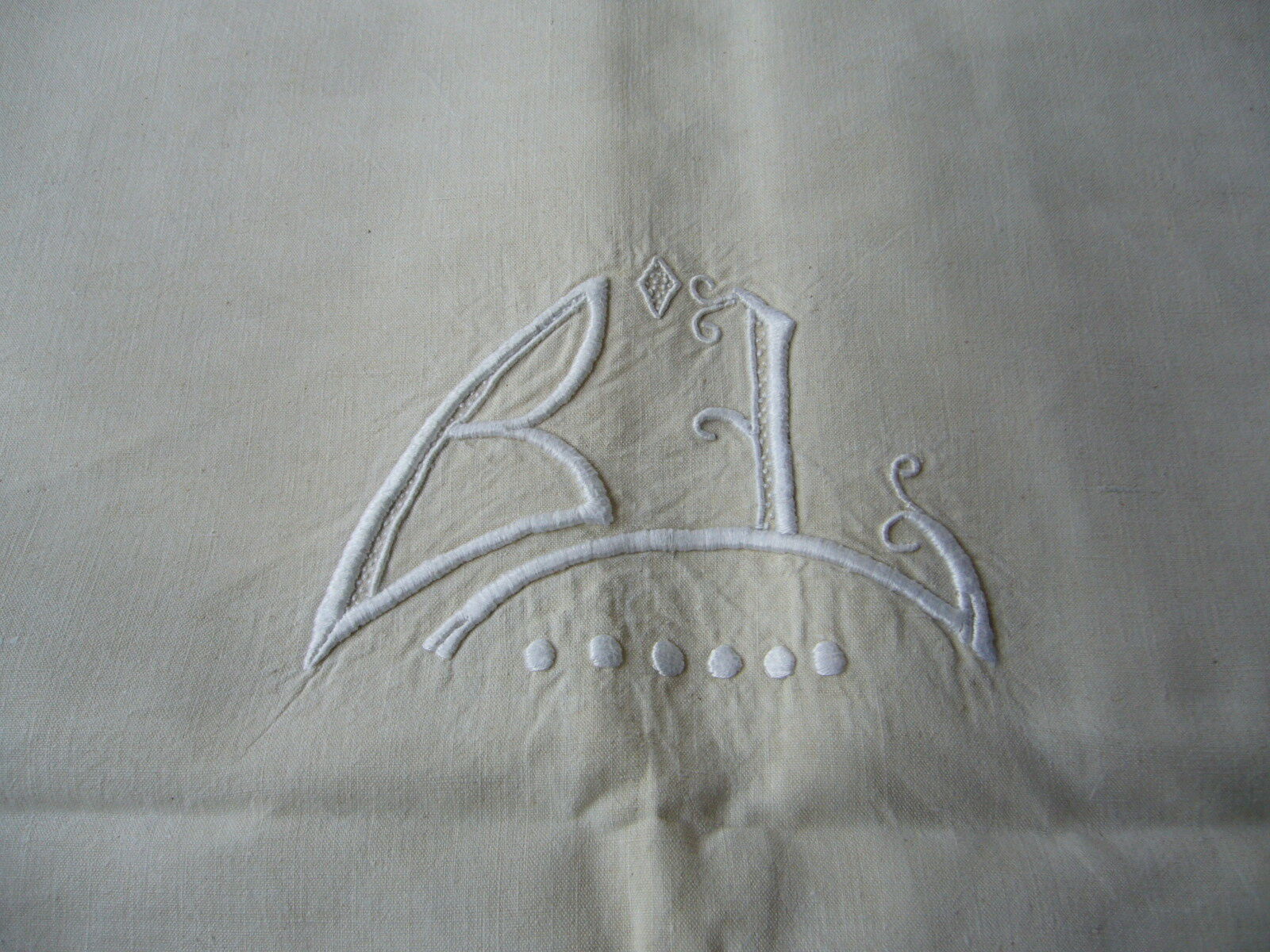 Old embroidered linen sheet