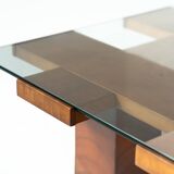 Mid-Century Rectangular Coffee Table, Walnut and Glass, Italy, 1960s
