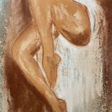 Signed pastel painting of a female portrait "The Manicure"