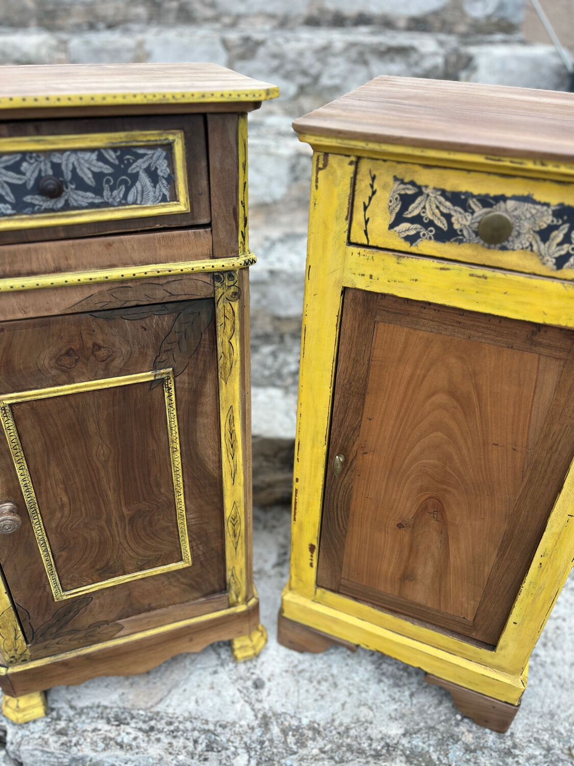 Pair of antique bedside tables