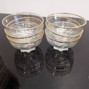 Set of 6 champagne glasses with gold edging and vintage star feet