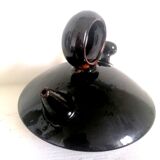 Chevrette modernist in black enamelled sandstone, circa 1970