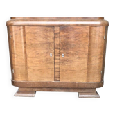 Commode Art Déco hongroise en bois marron à placage symétrique, années 1940
