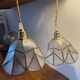 Pair of portable lamps in mother-of-pearl and brass