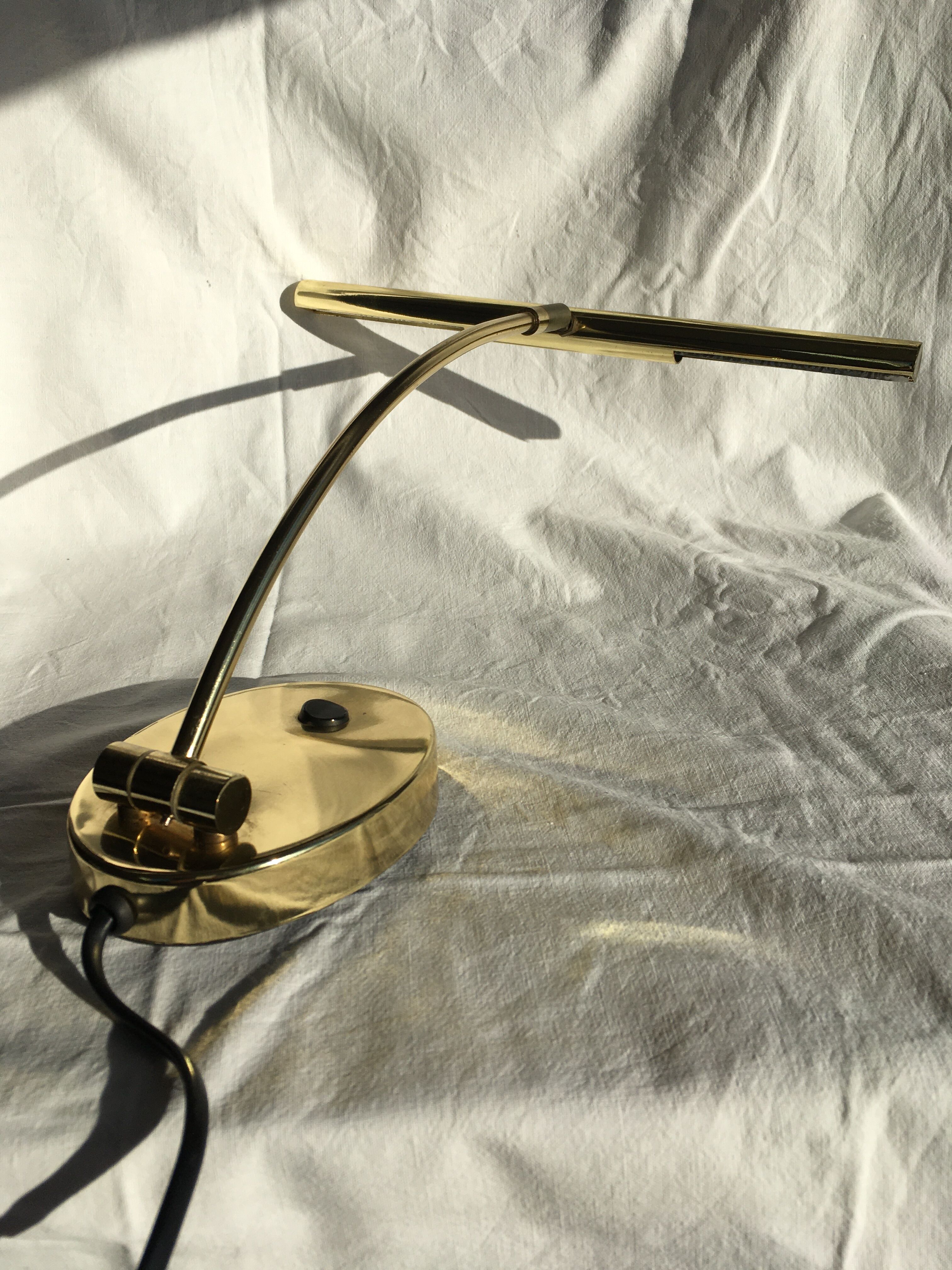 Piano or desk lamp in gilded brass