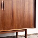 Large Danish Mid-Century Modern Teak Sideboard with Tambour Doors by Arne Vodder for Sibast