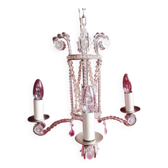 Vintage old luxury crystal chandelier light fixture from Mathieu France chandeliers