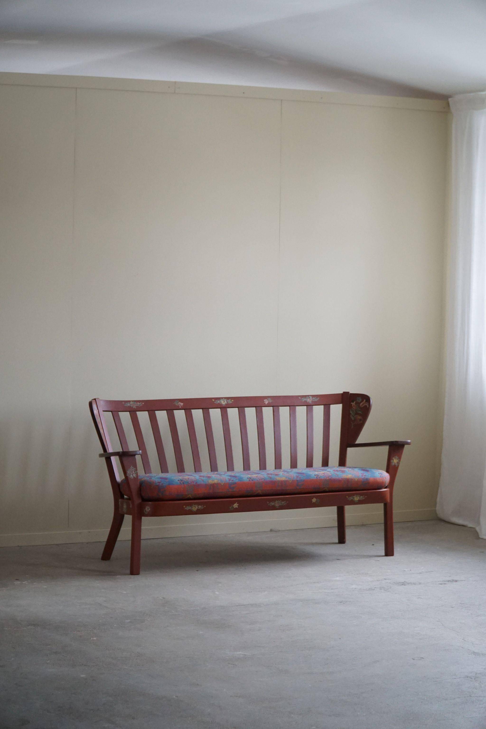 Fritz Hansen, "Canada" Model, 3-Seater Sofa painted Almue, Danish Modern, 1939