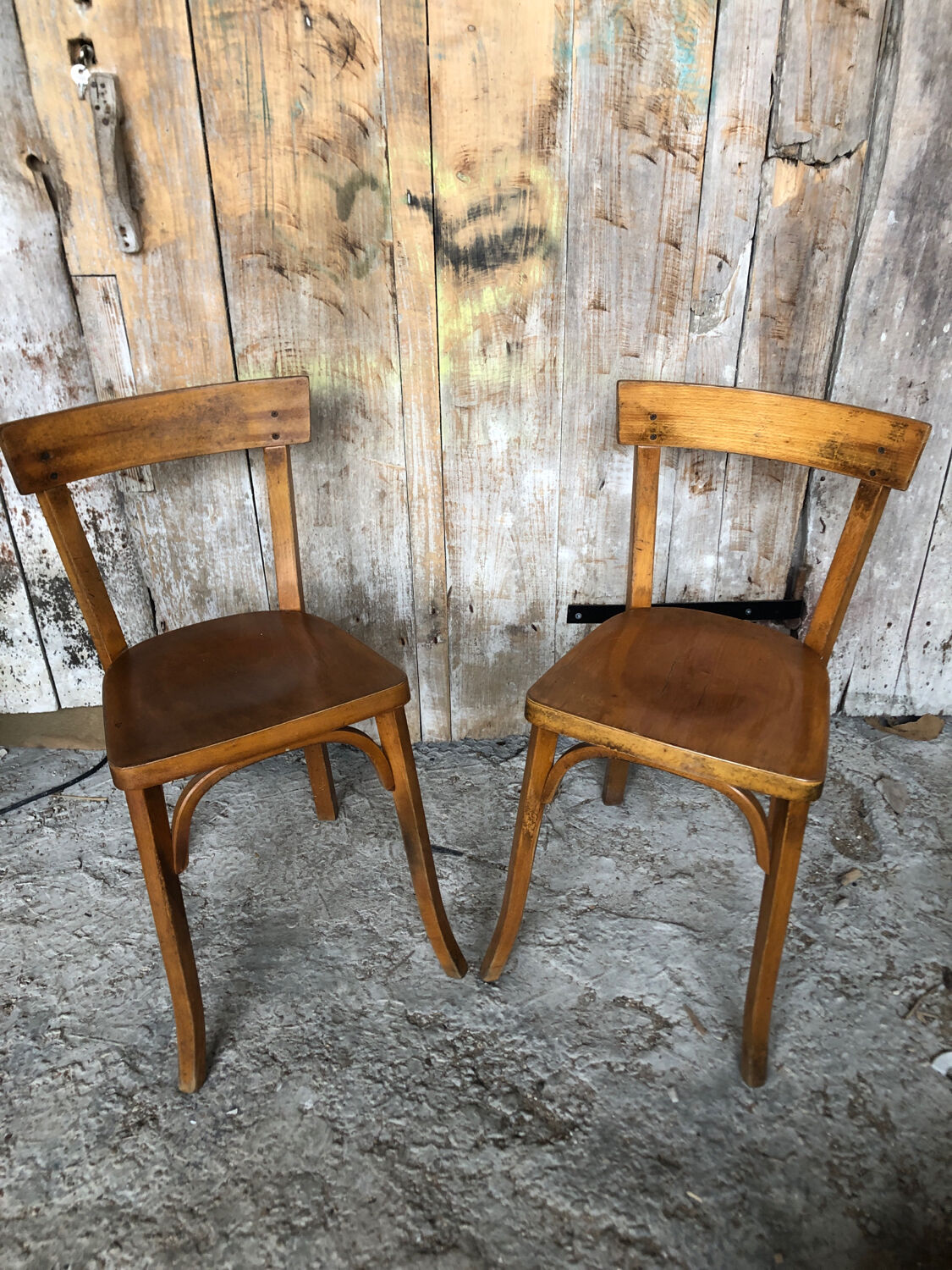 Pair of chair bistrot baumann wood 70s vintage