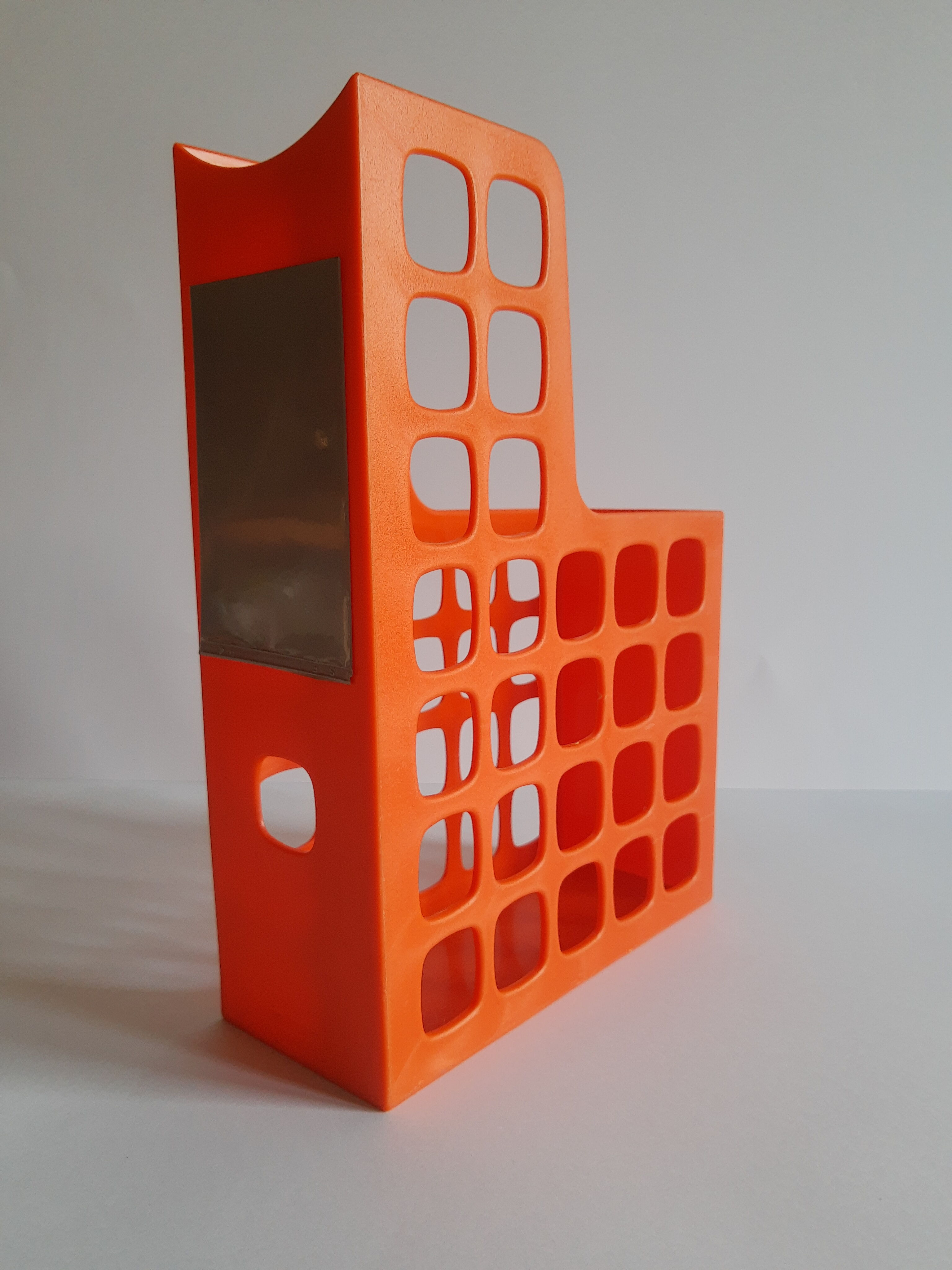 Briefcase magazine holder plastic orange boxer vintage