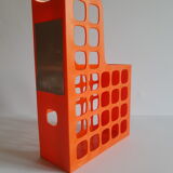 Briefcase magazine holder plastic orange boxer vintage
