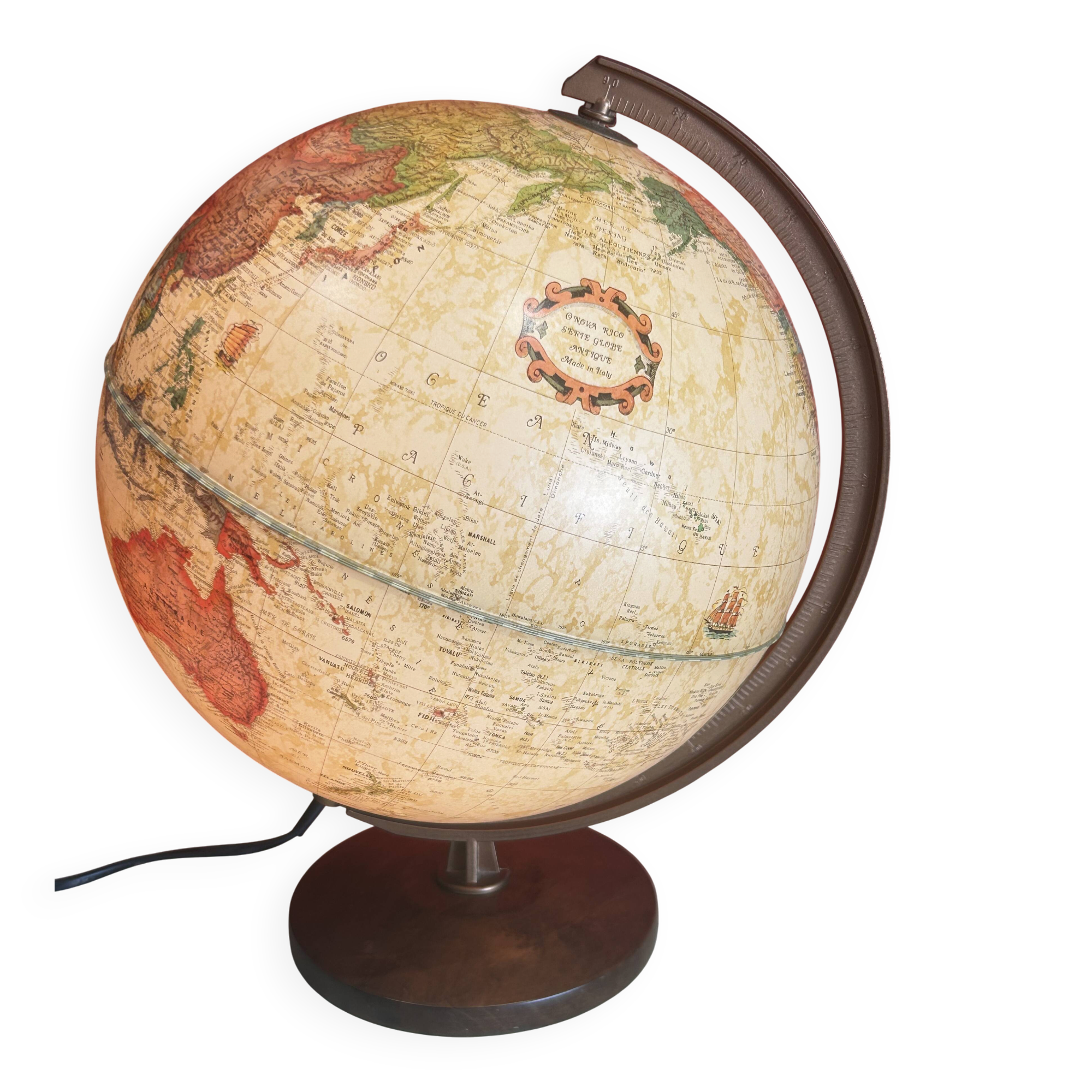 Globe earth terrestrial globe sphere world map h 40 cm, ø 28/30 cm italy