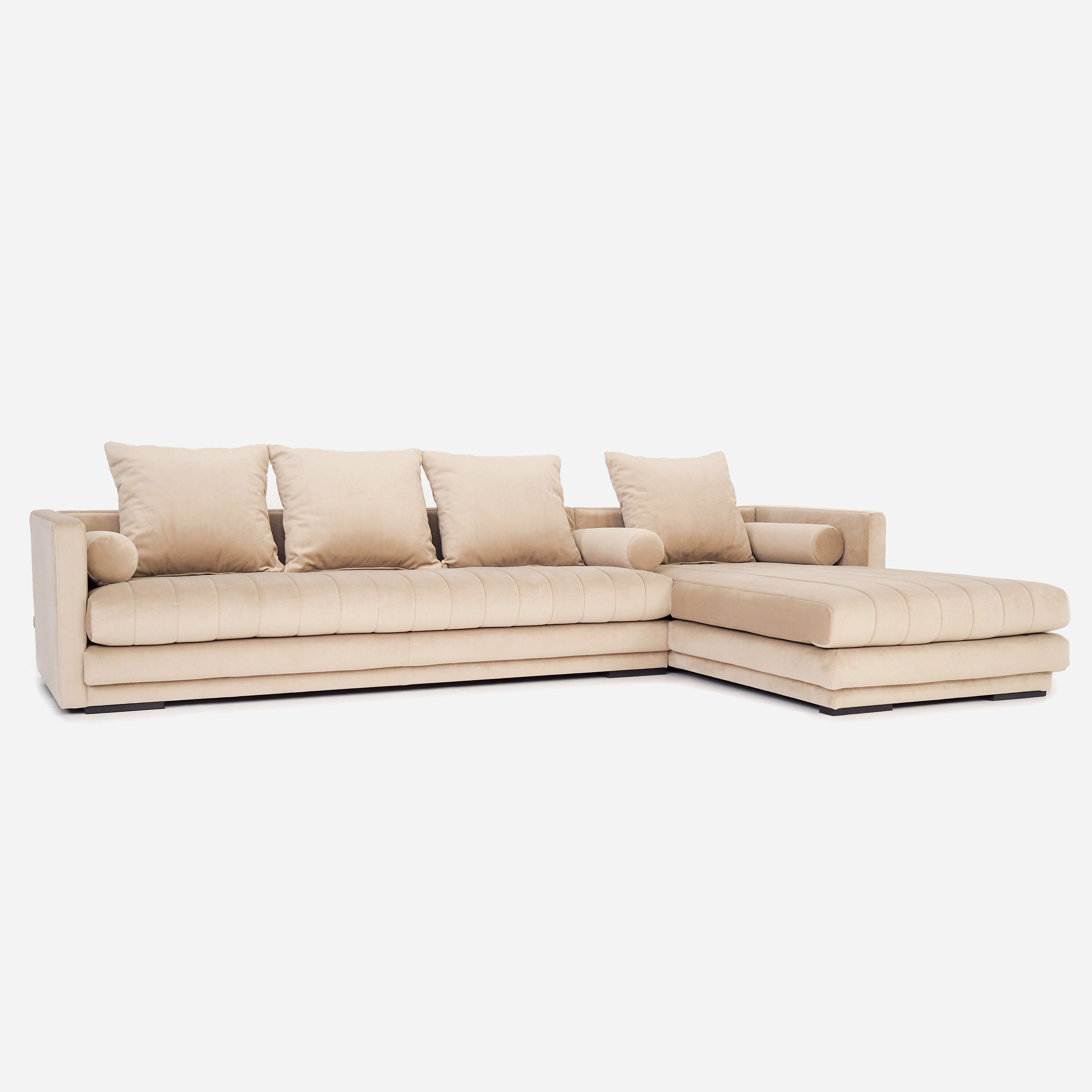 Canapé d’angle kopenhaga beige velour, design scandinave