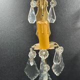 Pair of bronze/brass wall lamp and glassware