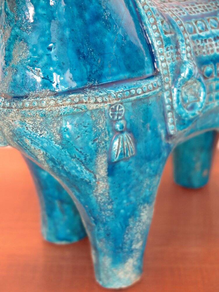 Blue Ceramic Horse Sculpture by Aldo Londi for Bitossi Fiorentino, 1960