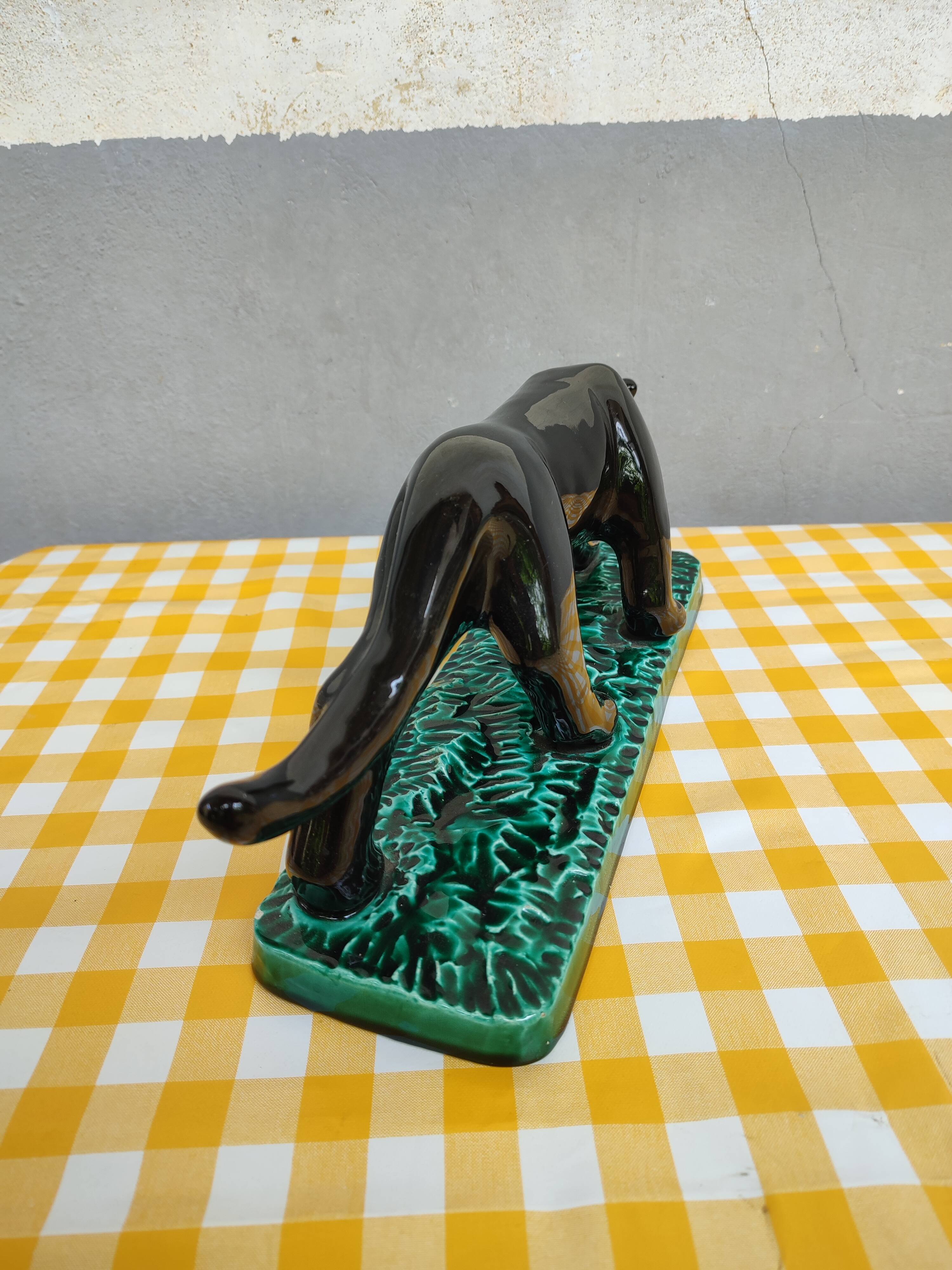 Black panther in ceramic Vallauris