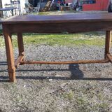 Country farm table xixth in chene, 2 drawers