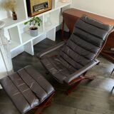armchair & “flex” model ottoman by Ingmar Relling dark brown - 70s