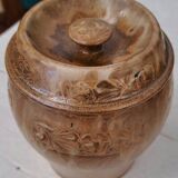 Enamelled stoneware pot signed Denbac