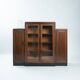 Cabinet Art Déco en noyer et érable œil de perdrix de l'école d'Amsterdam avec portes en verre, années 1930