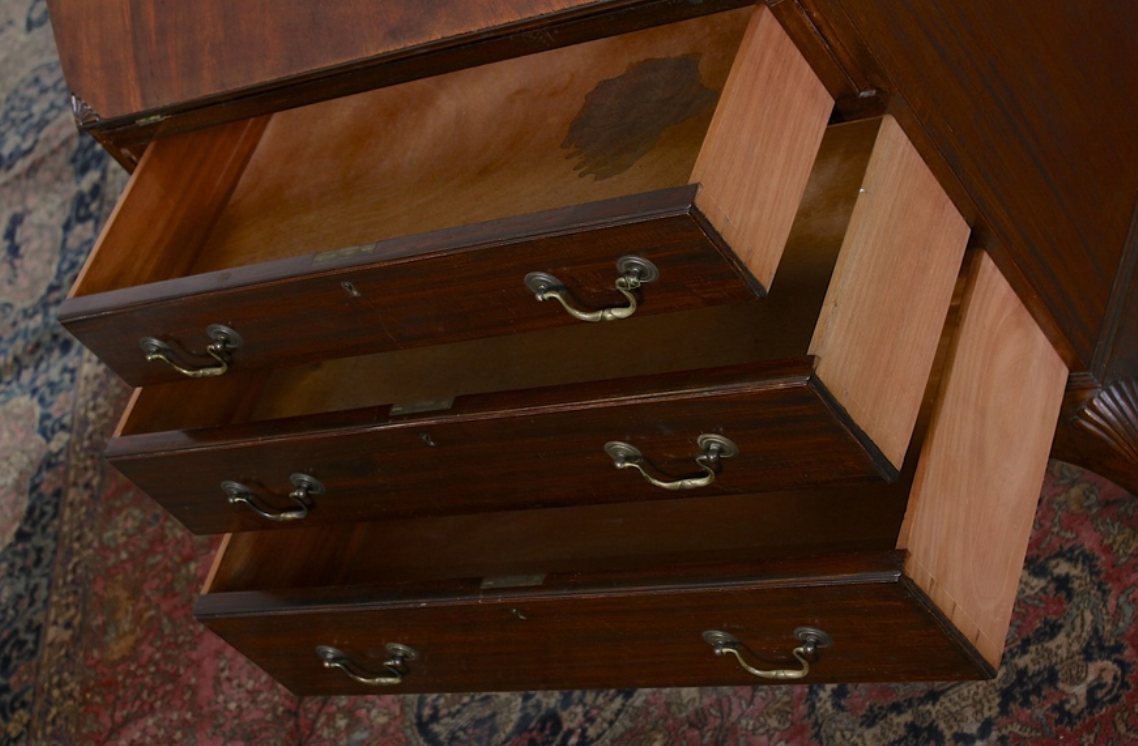 Antique Edwardian carved mahogany desk