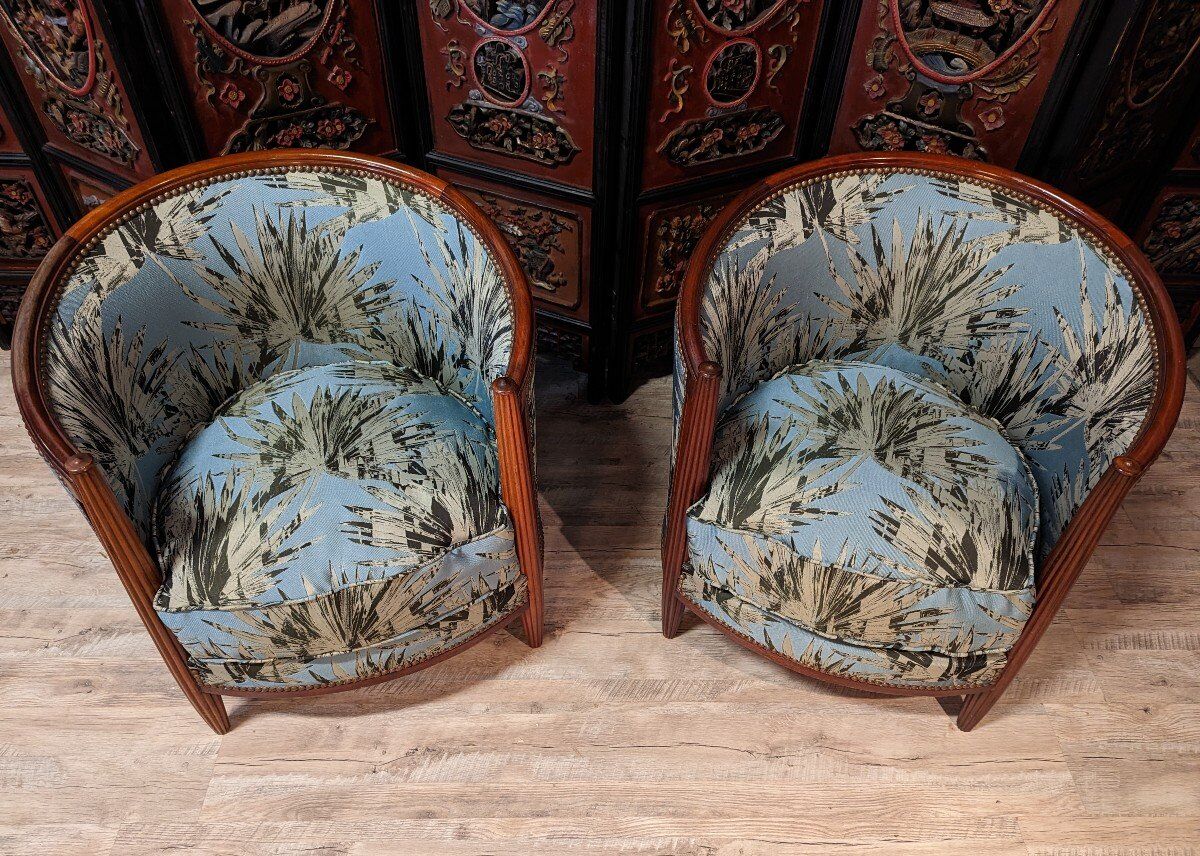 Pair of Art Deco mahogany armchairs