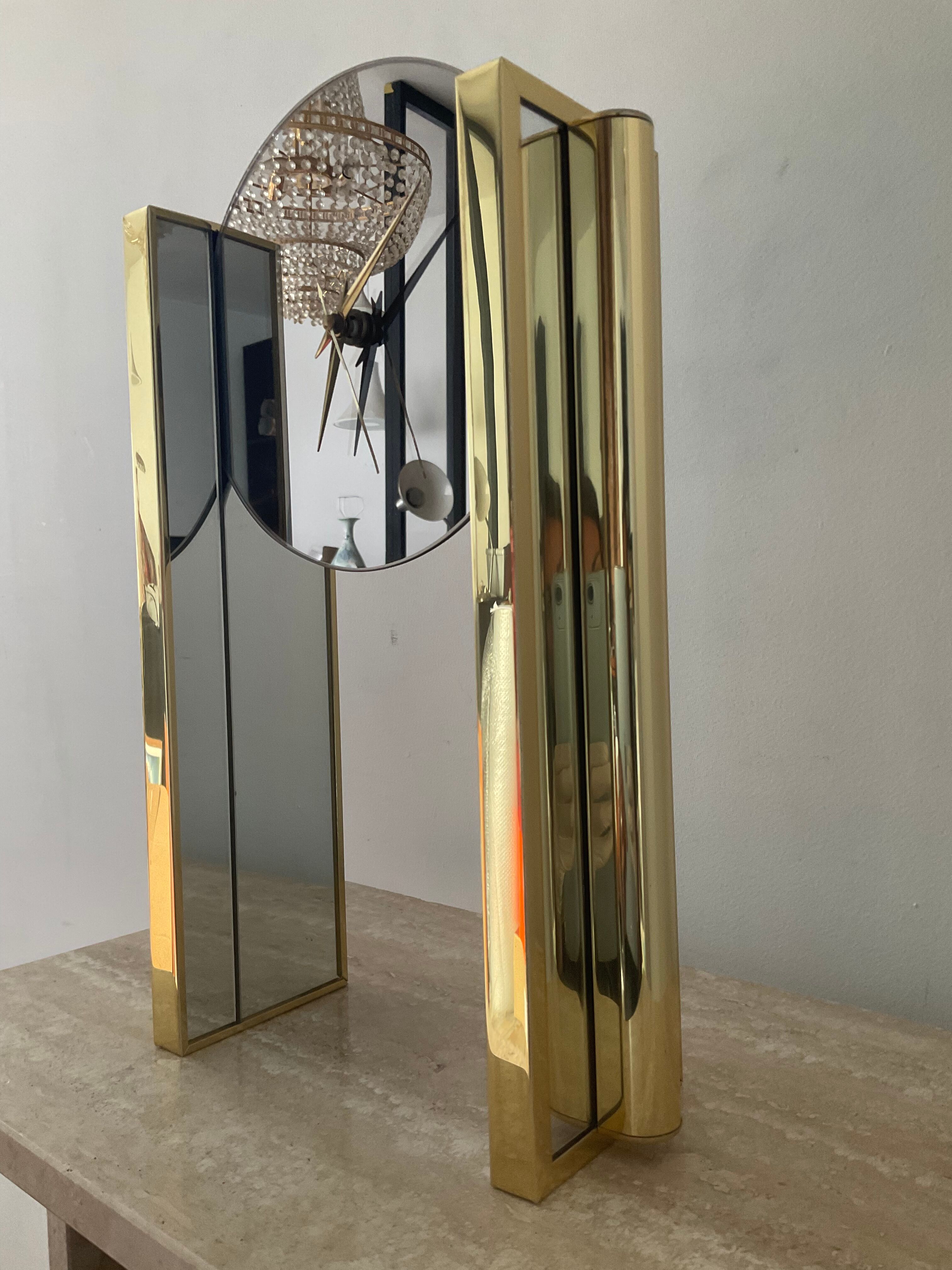 Hollywood Regency clock by Nufa Holland in brass 70s-80s