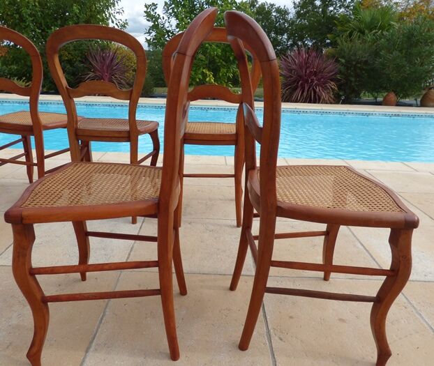 6 louis Philippe style chairs in solid wood merisier