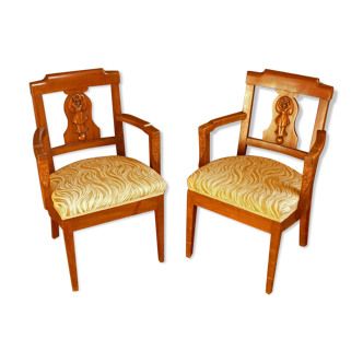 Pair of carved armchairs